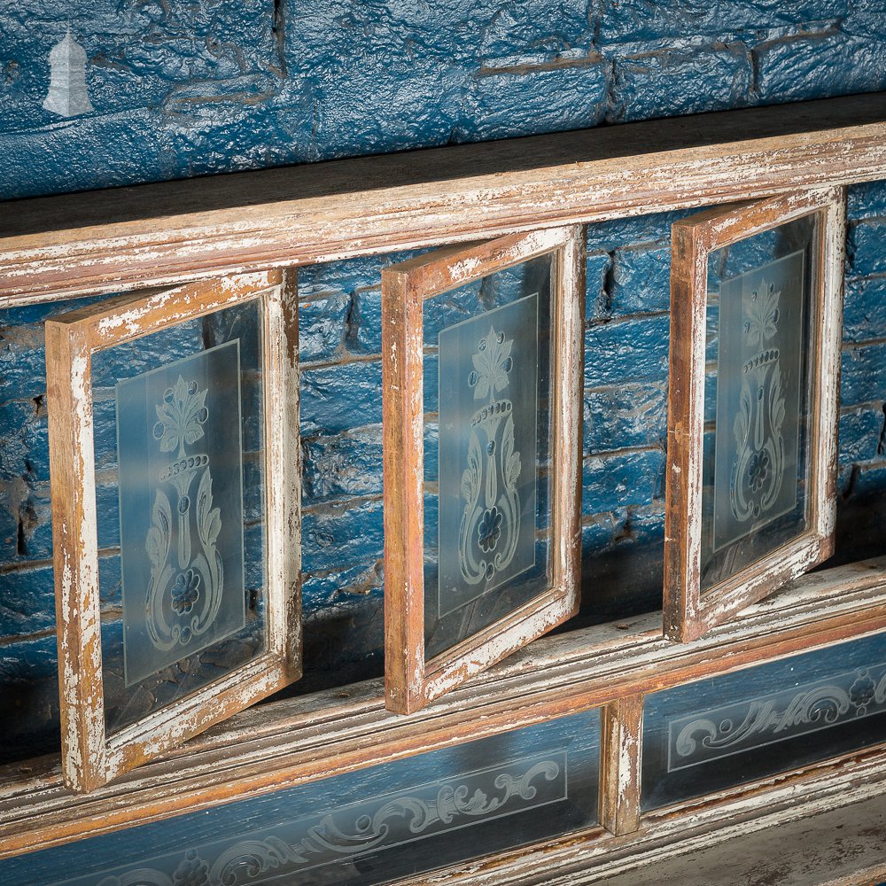 19th C Mahogany Snob Screen Victorian Pub Divider With Etched Glass