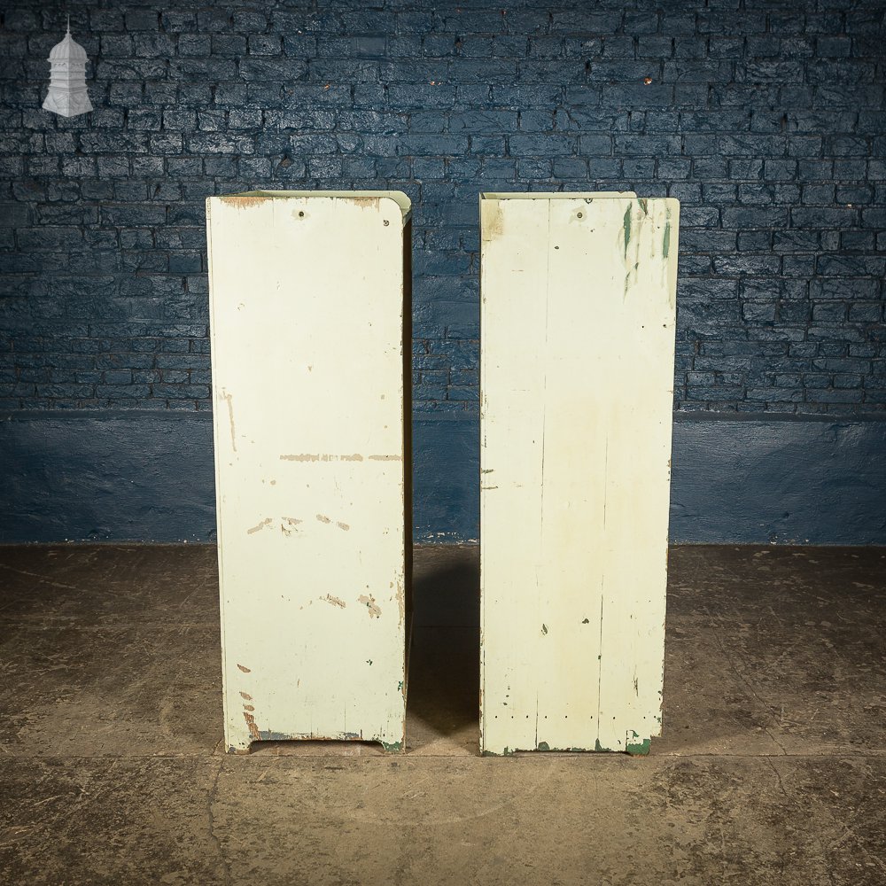 Pair of 19th C Pine Specimen Drawer Banks with Distressed Green Painted Finish