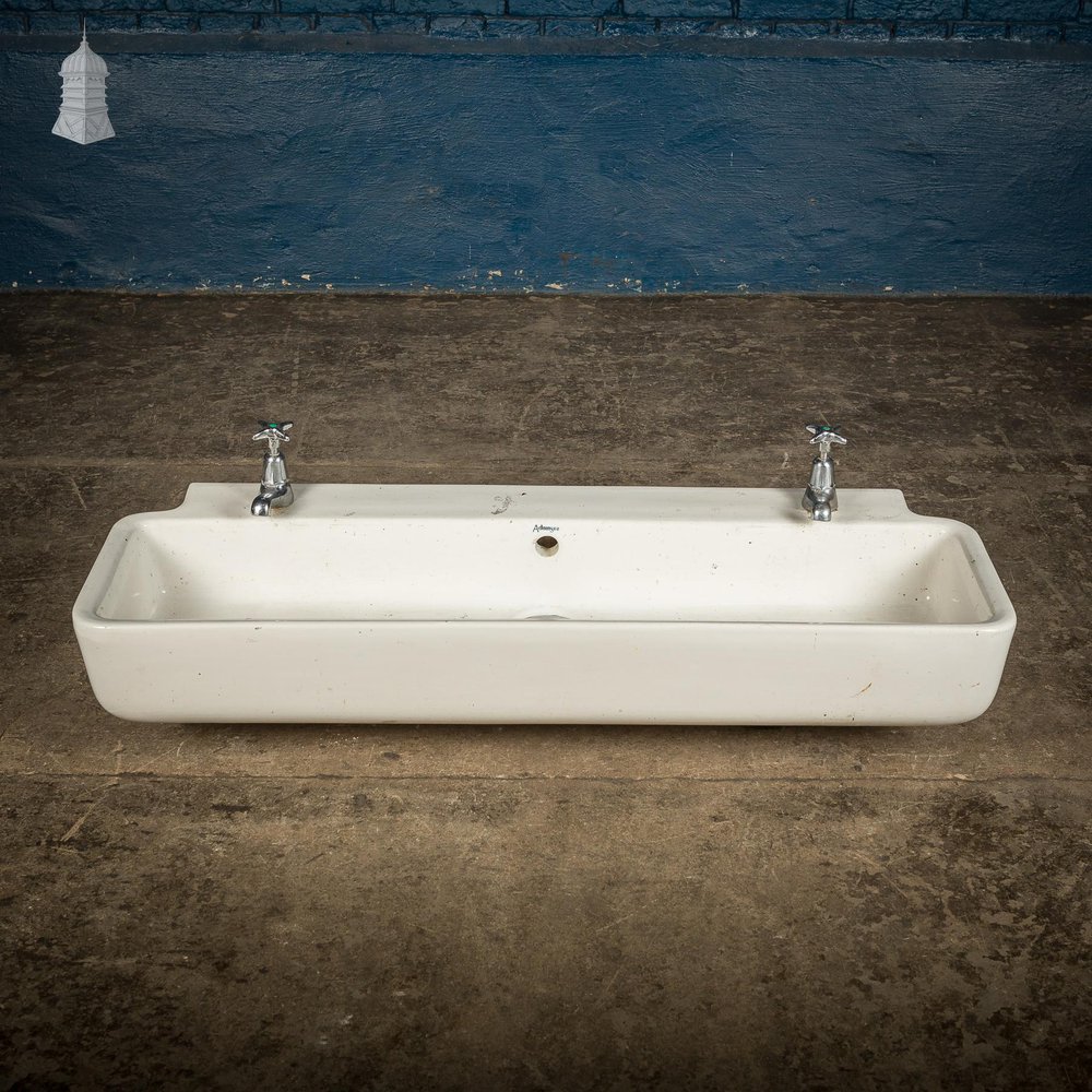 NR52921: Long White Ceramic Vintage Adamsez Trough Sink