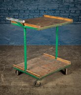 NR21321: Green Vintage Industrial Wheeled Trolley 