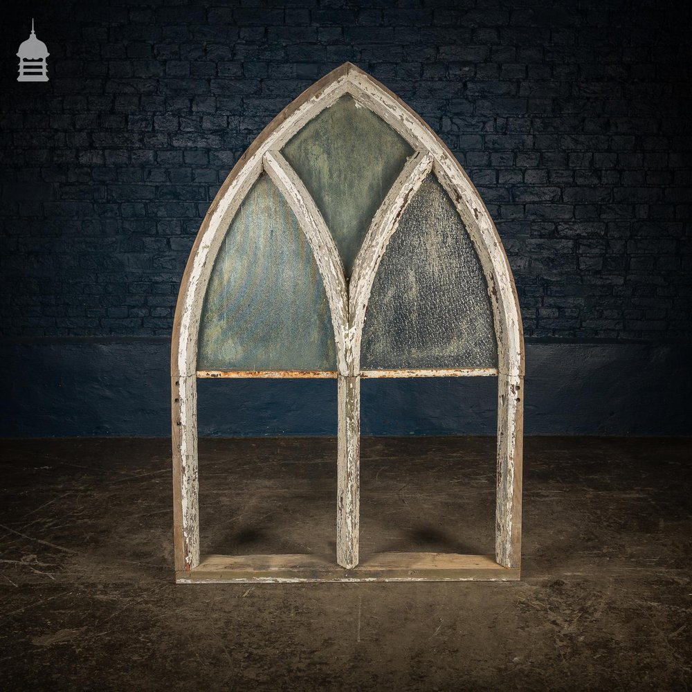 NR22421: Set of 11 19th C Pine Astral Glazed Arch Top Windows