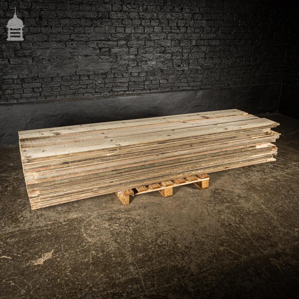 Batch of 35 Square Meters of Bandsawn Scaffold Board Wall Cladding