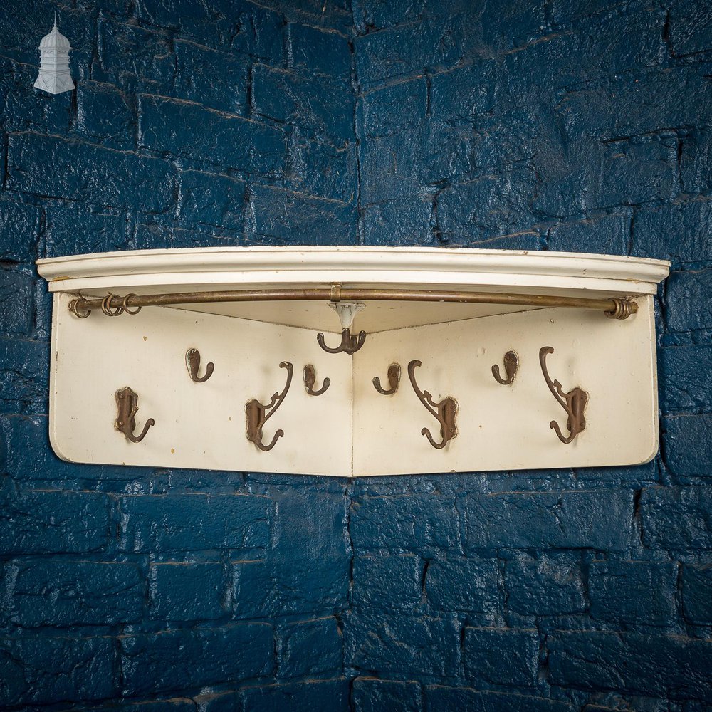 NR61721: 19th C Cream Painted Corner Coat Hook