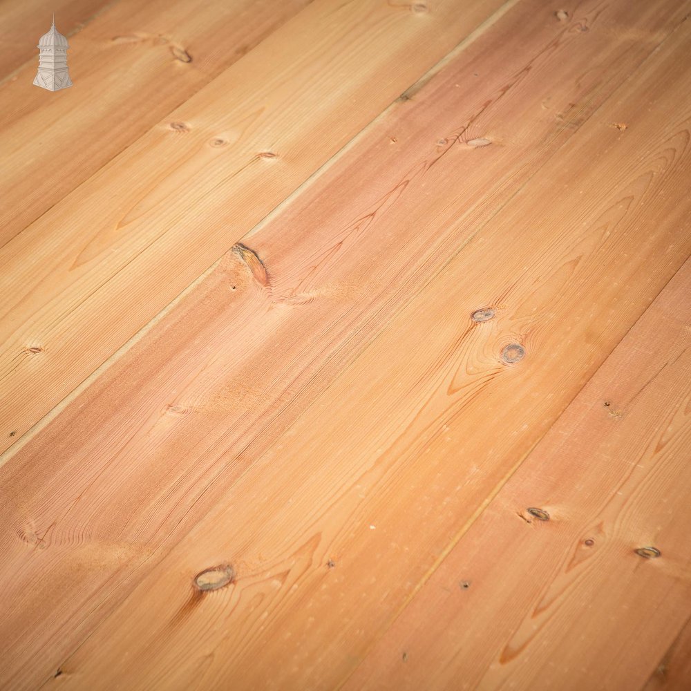 NR62521: Batch of 40 Square Metres of 8.75" Wide Pine Floorboards Cut from Salvaged Victorian Ceiling Joists Planned in Both Sides