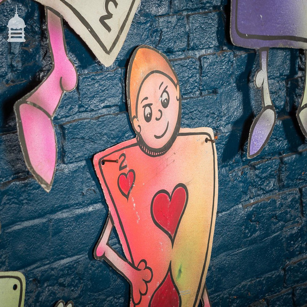 Set of 10 Vintage Hand Painted Characters ‘The Playing Cards’ From an Alice in Wonderland Children’s Ride