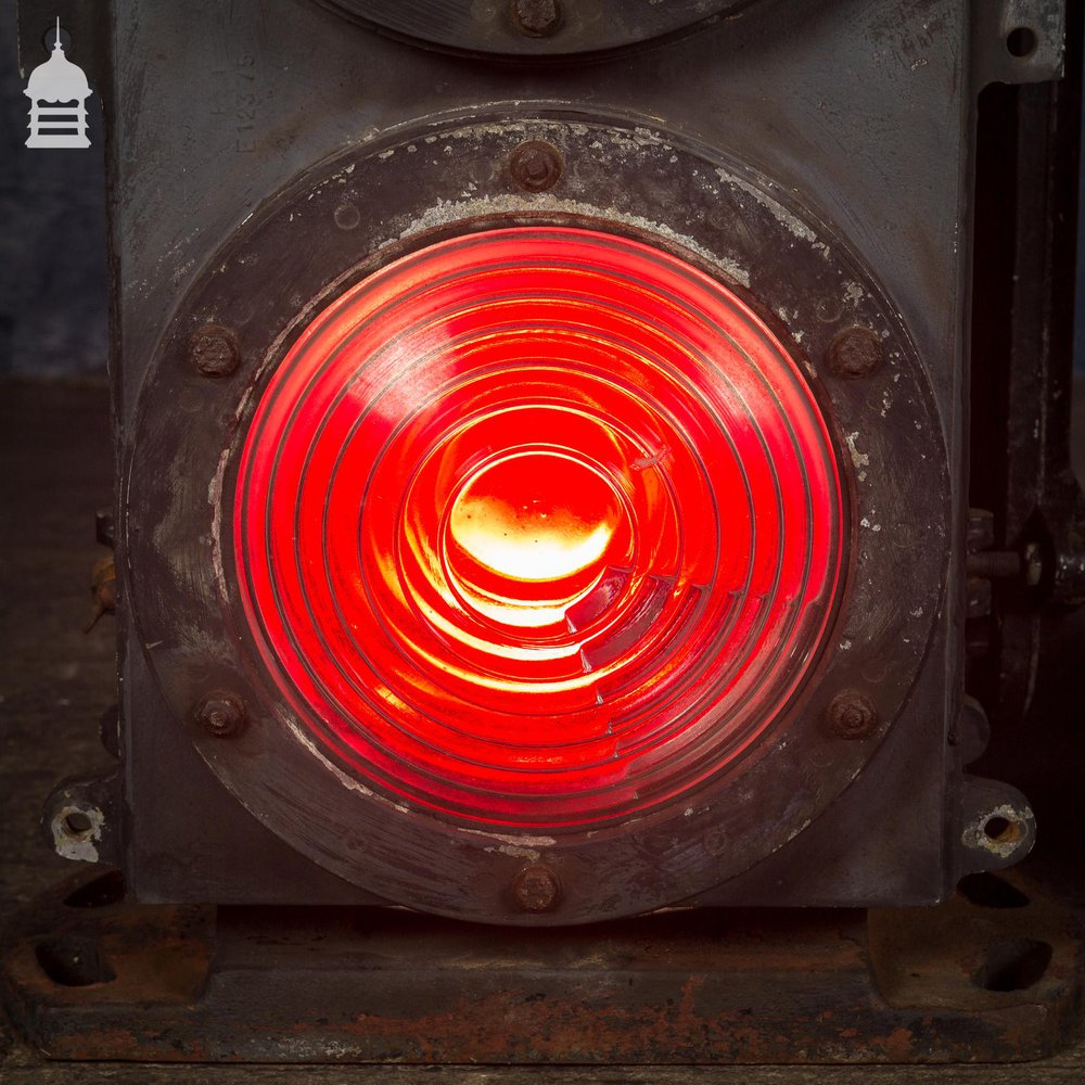 Pair of Vintage Four-Aspect Colour-Light Railway Signals by Westinghouse Brake & Signal Co Ltd.