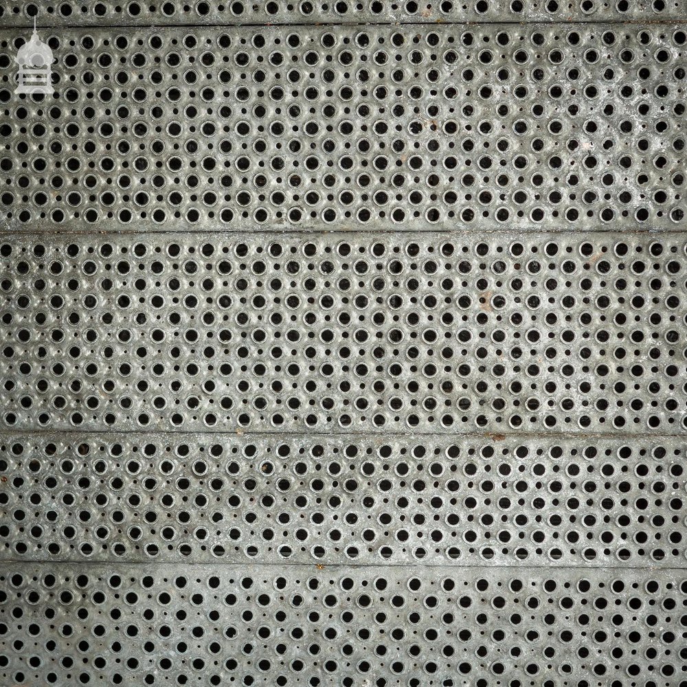 Batch of 14 Vintage Industrial Perforated Galvanized Tread Plates 7 Square Metres
