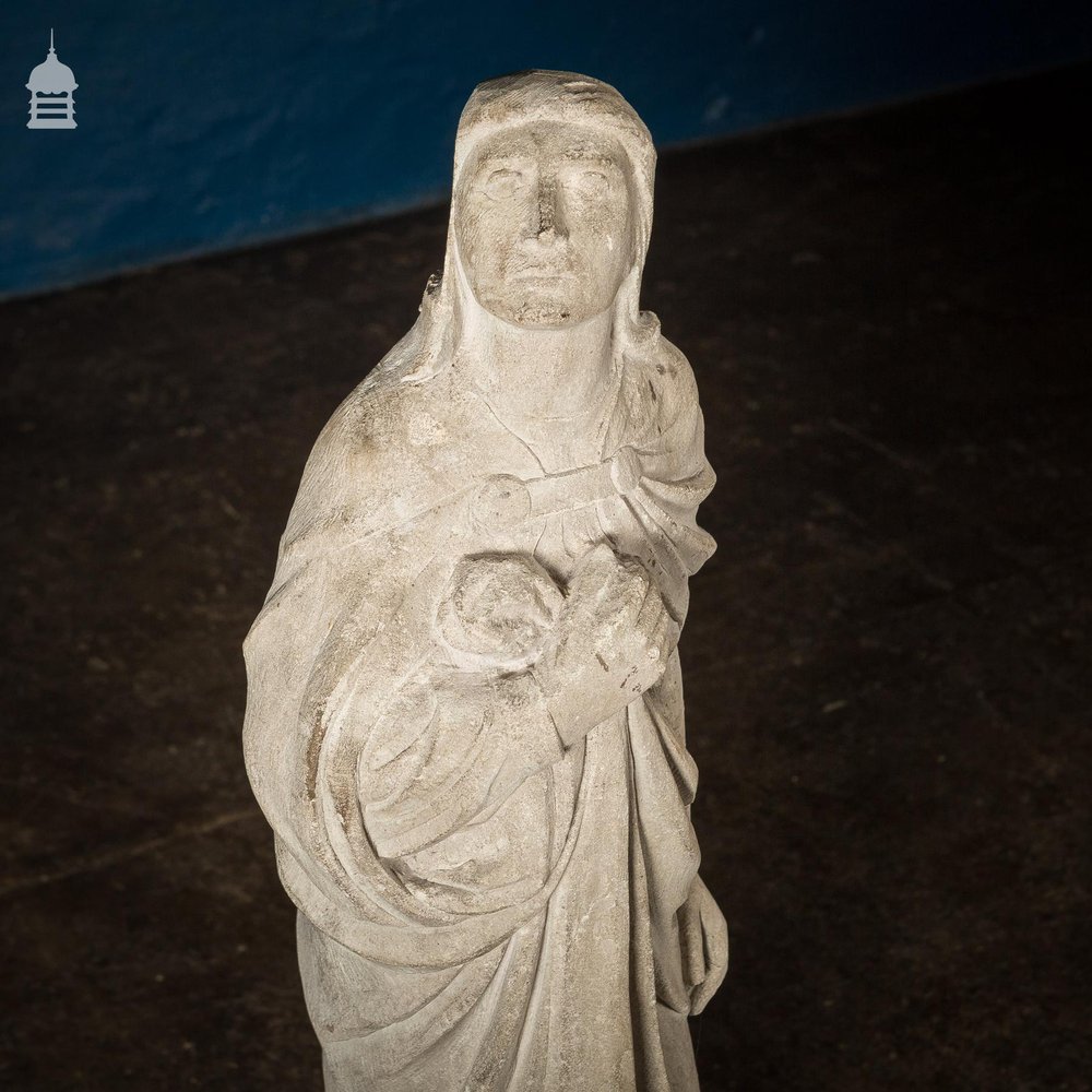 19th C Mary & Joseph Beer Stone Reredos Figures Statues
