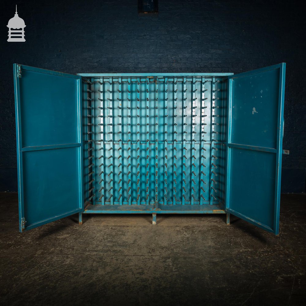Large Blue Painted Metal Industrial Drying Cabinet Cupboard