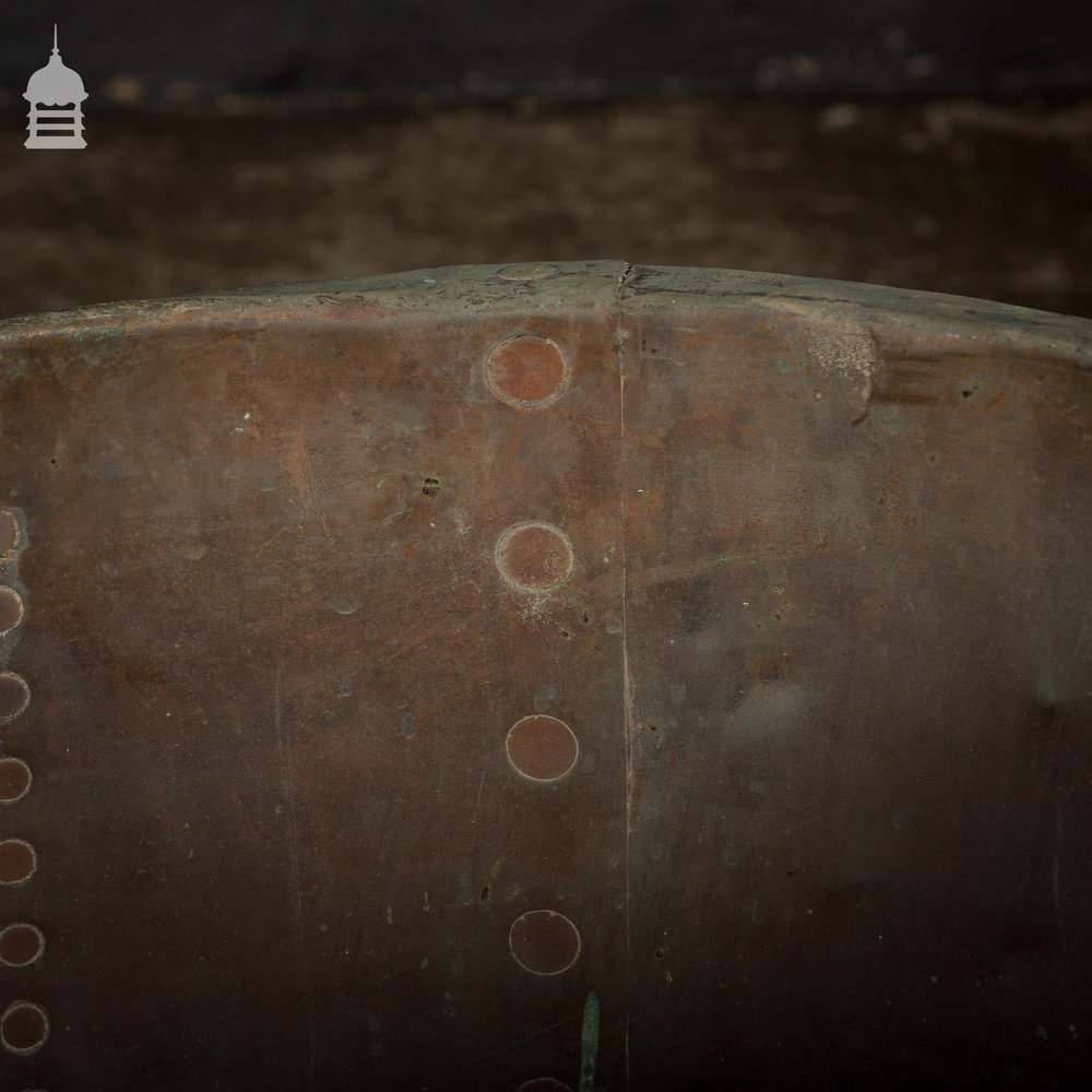 Large 19th C Riveted Verdigris 25 inch Copper Copper Cauldron