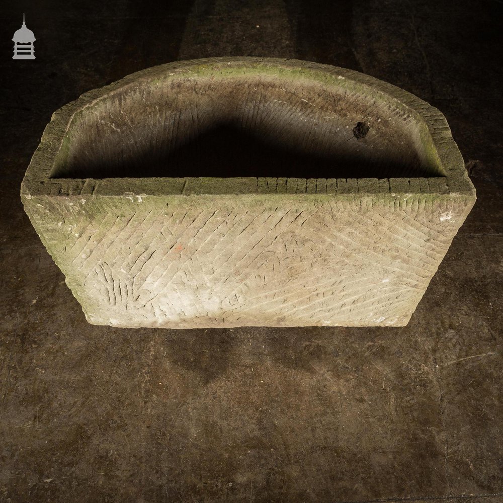 Georgian Bow Fronted Sandstone Trough with Decorative Detailing Reputedly From the Belvoir Estate [Number 3]