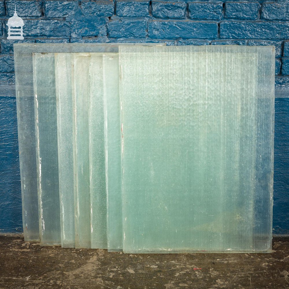 Batch of 7 Panes of Textured Thin Fluted Figured Glass
