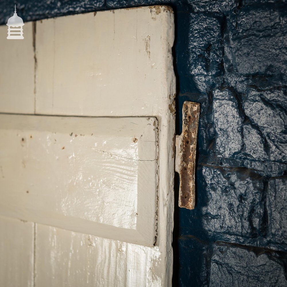 NR40921: Small 18th C Two Plank White Painted Pine Ledged and Braced Cottage Door