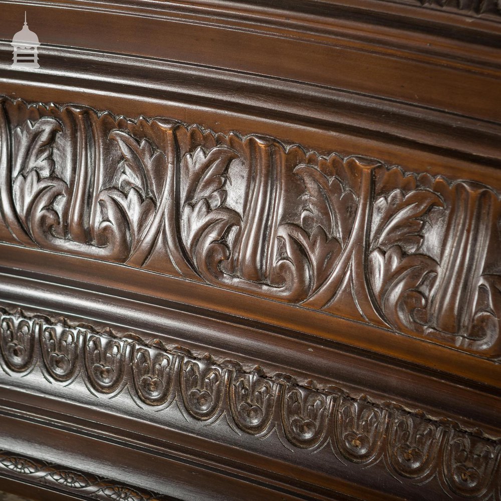 Set of 7 20th C Curved Hardwood Decorative Carved Panels