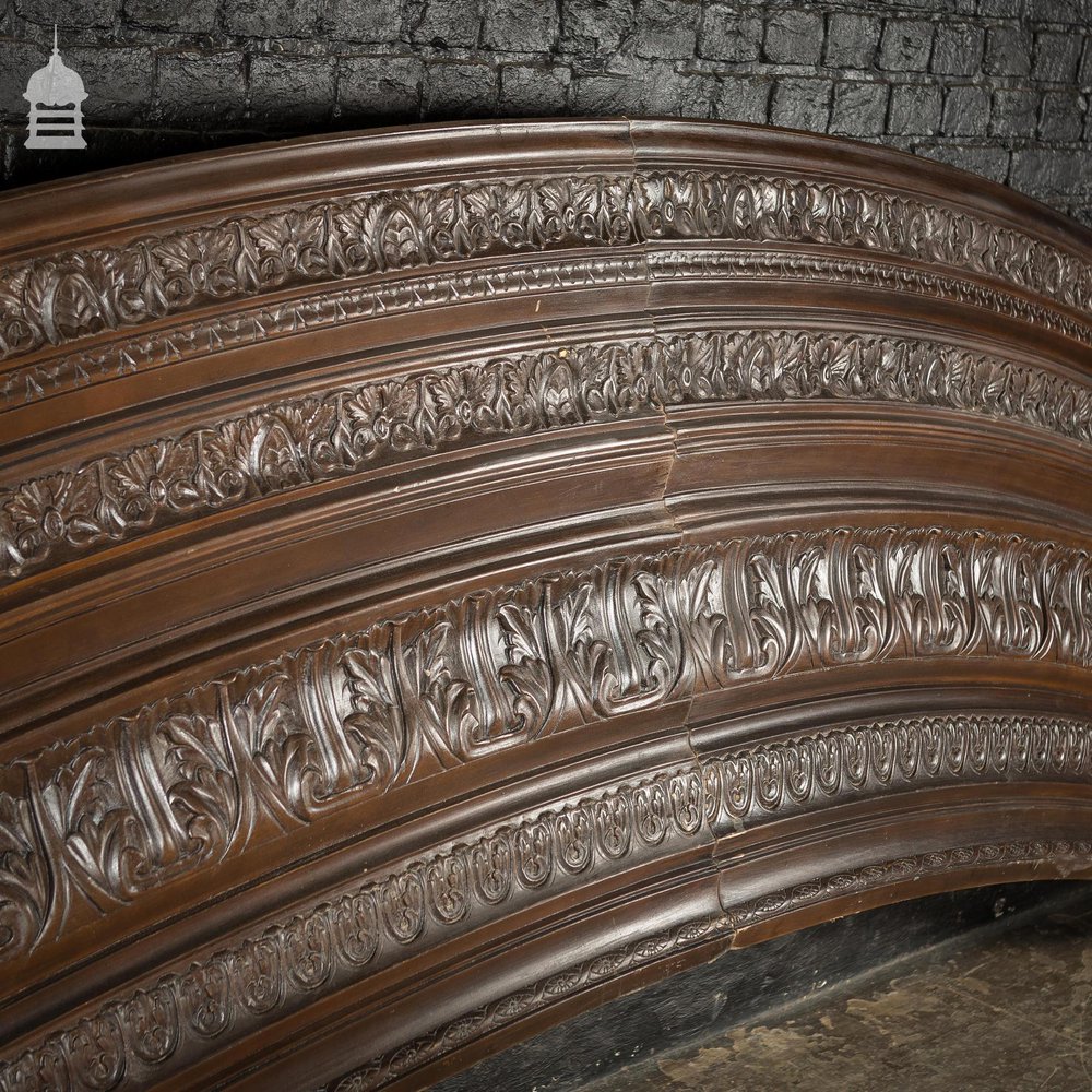 Set of 7 20th C Curved Hardwood Decorative Carved Panels