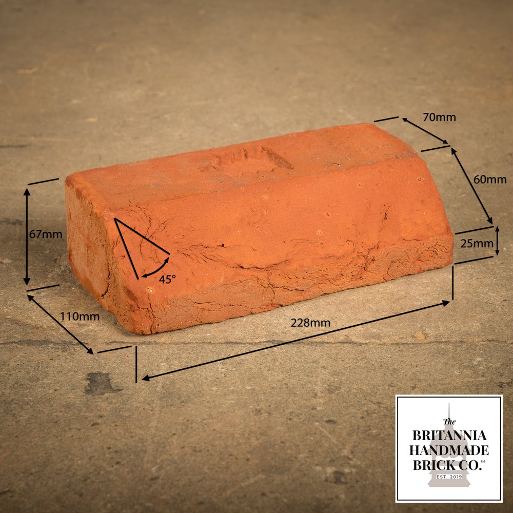 2 3/4" Plinth Stretcher Handmade Red Brick, Period Style Plinth Bricks
