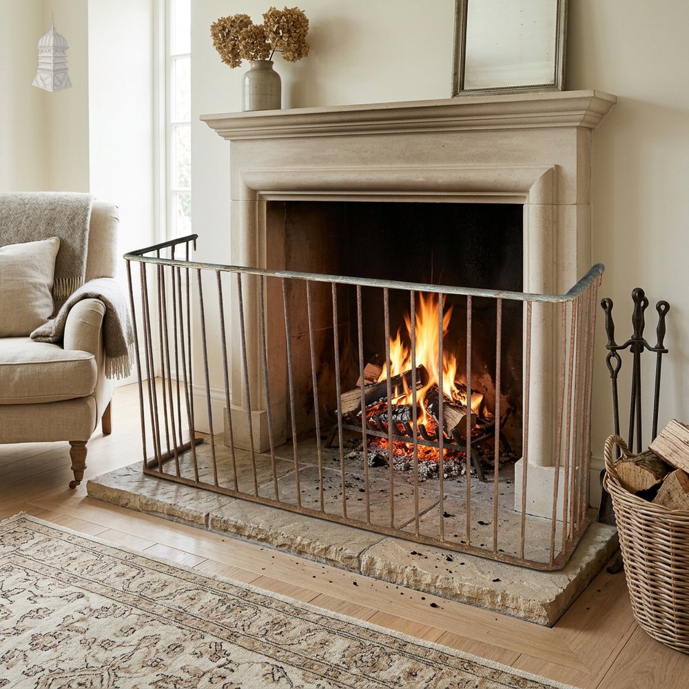 Antique Wrought Iron and Brass Nursery Fireguard