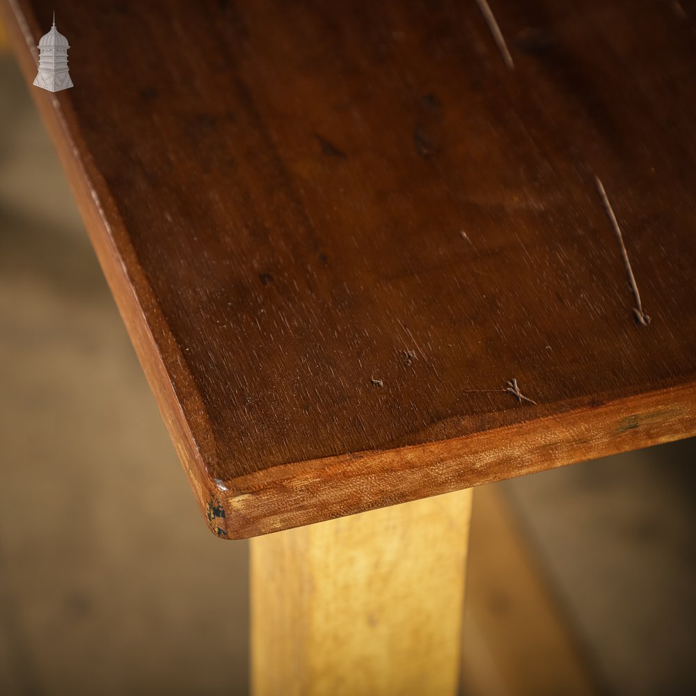 Small Mid Century Oak and Iroko School Science Lab Bench Table