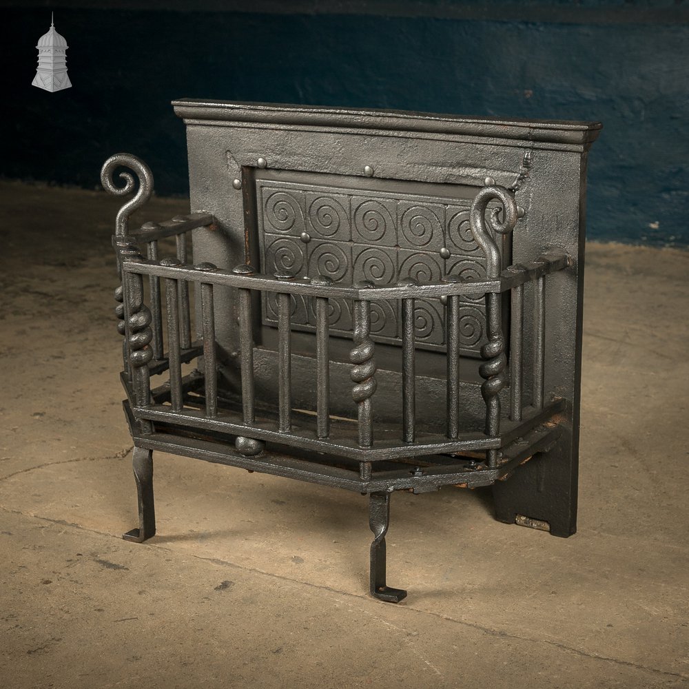 Firebasket with Back, Cast Iron