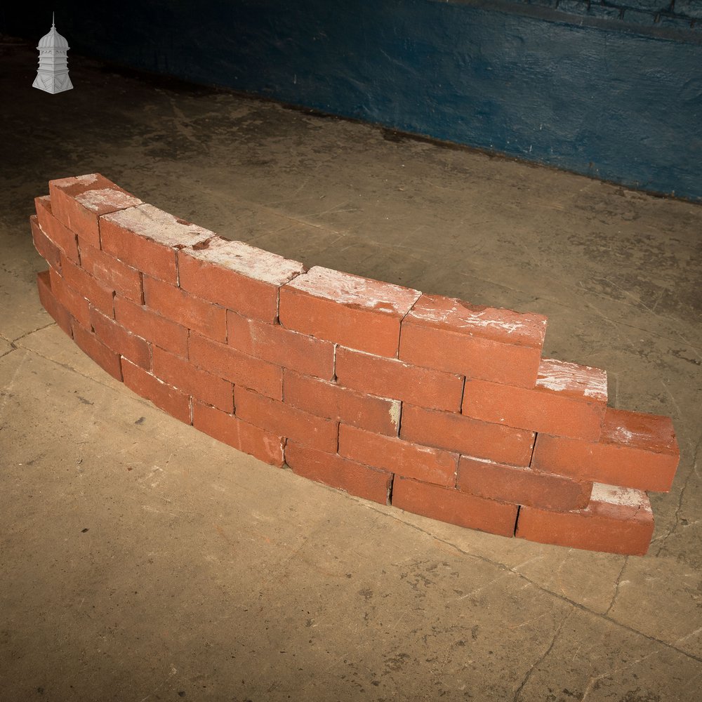 Curved Red Bricks, Batch of 58 Reclaimed Bricks