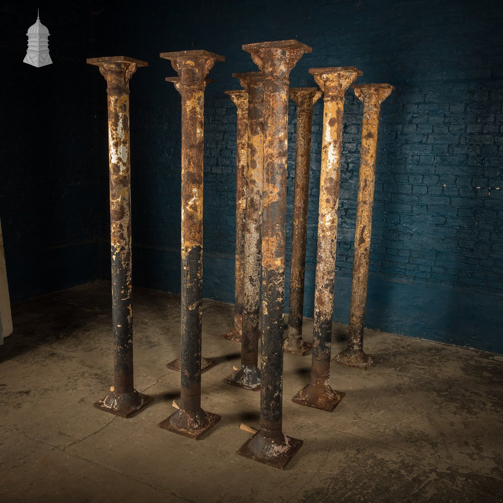 Nine Victorian Columns, Set of Cast Iron Pillars