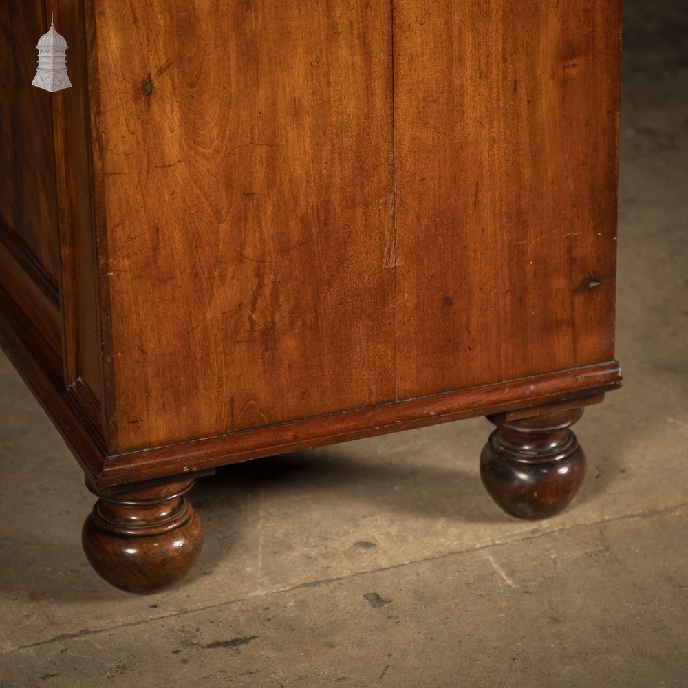 Flame Mahogany Bookcase - Inverted Breakfront, Glazed Pilasters