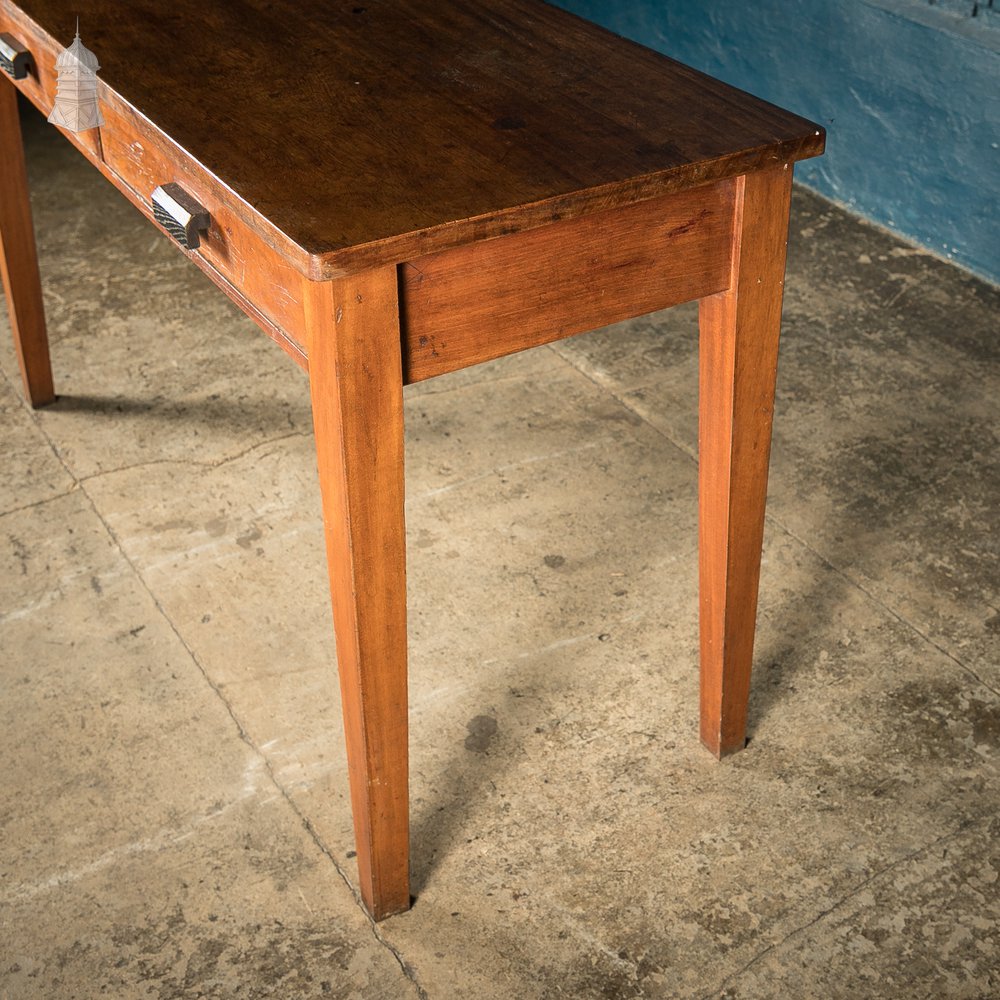 5ft Long Iroko School Science Lab Bench Table with 2 Drawers