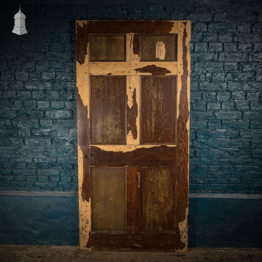 6 Panel Door, Six Moulded Panels, White & Brown