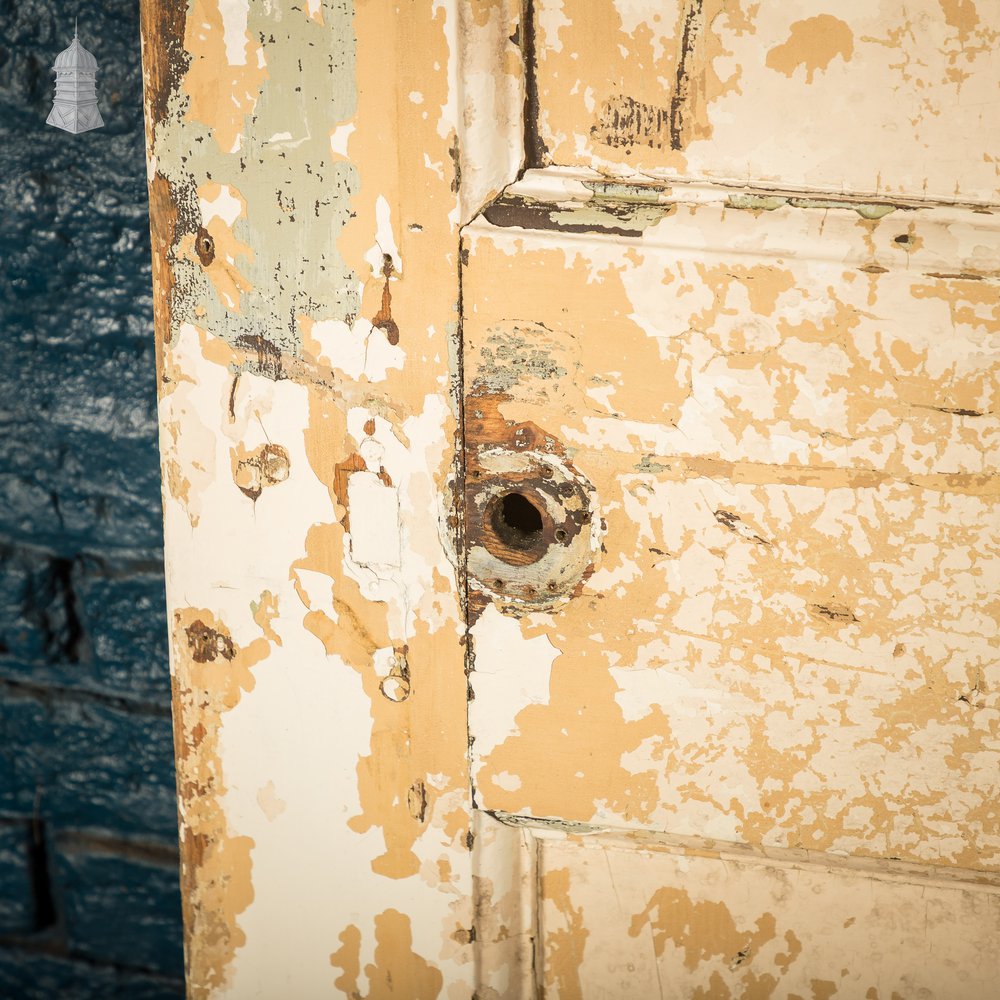 6 Panel Door, Six Moulded Panels, Distressed Cream Paint