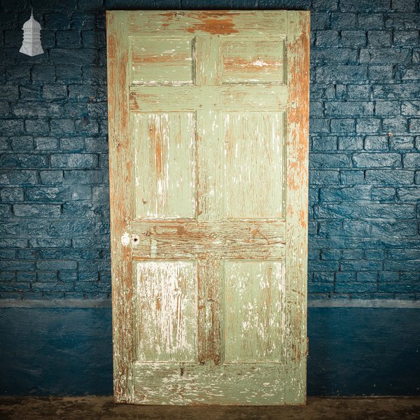 6 Panel Door, Six Moulded Panels, White & Green