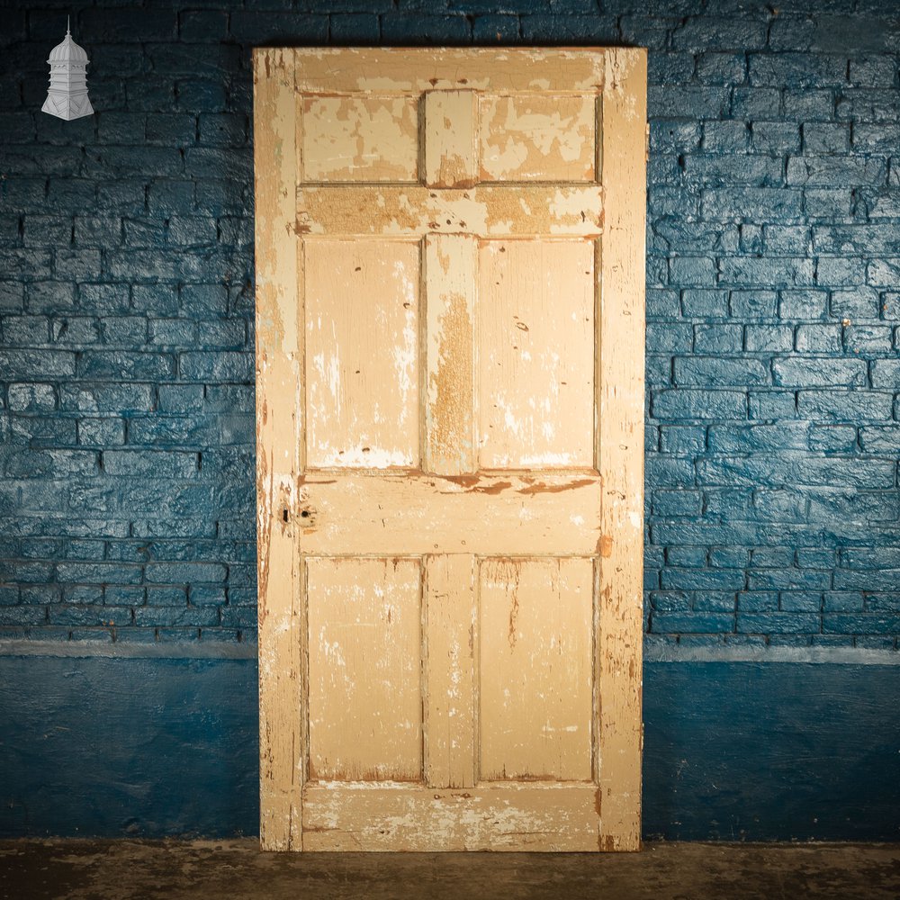 6 Panel Door, Six Moulded Panels, Distressed Cream Paint