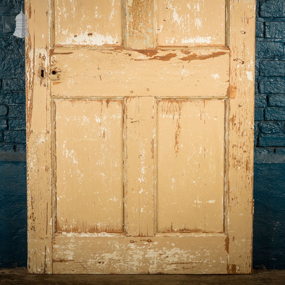 6 Panel Door, Six Moulded Panels, Distressed Cream Paint