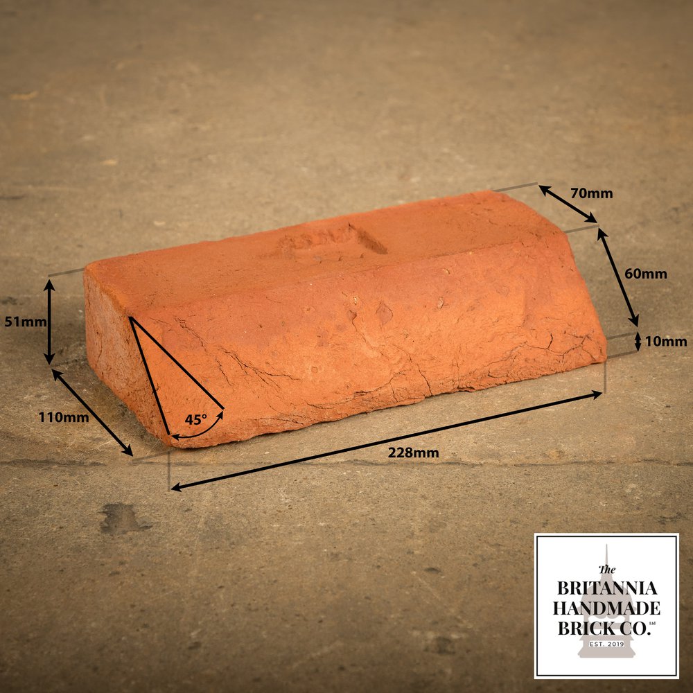 2" Plinth Stretcher Handmade Red Brick, Period Style Plinth Bricks