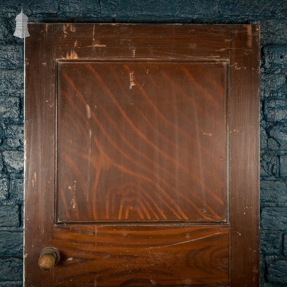 1930s Panelled Door, 4 Panels - Faux Woodgrain and White Painted Finish