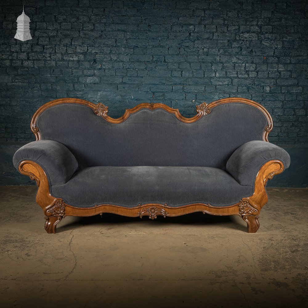 Rococo / Louis XV Style Sofa with Carved Swan Detail