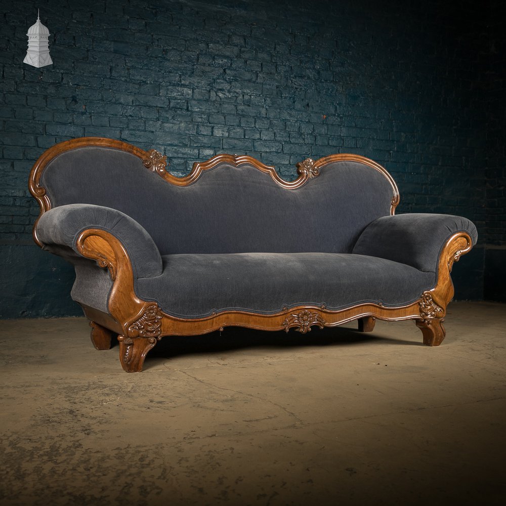 Rococo / Louis XV Style Sofa with Carved Swan Detail