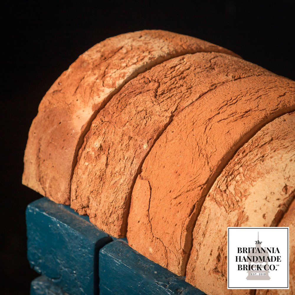 2 3/4" Half Round Handmade Red Coping Brick, Period Style Wall Copings