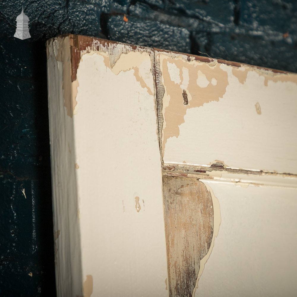 1930s 4-Panel Door – Distressed White, Beehive Handles, Original Locks & Hinges