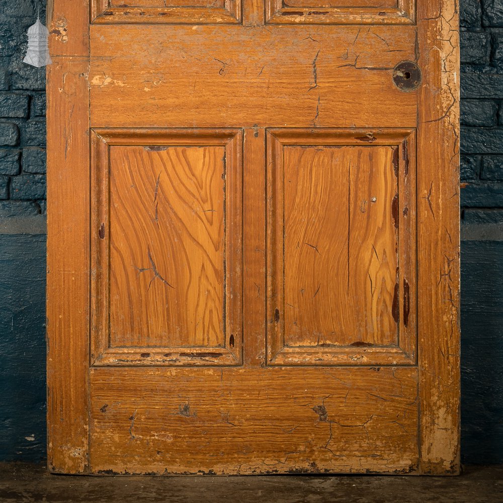 Reclaimed 6-Panel Door – Black & Cream Paint, Faux Wood Grain, Distressed Finish