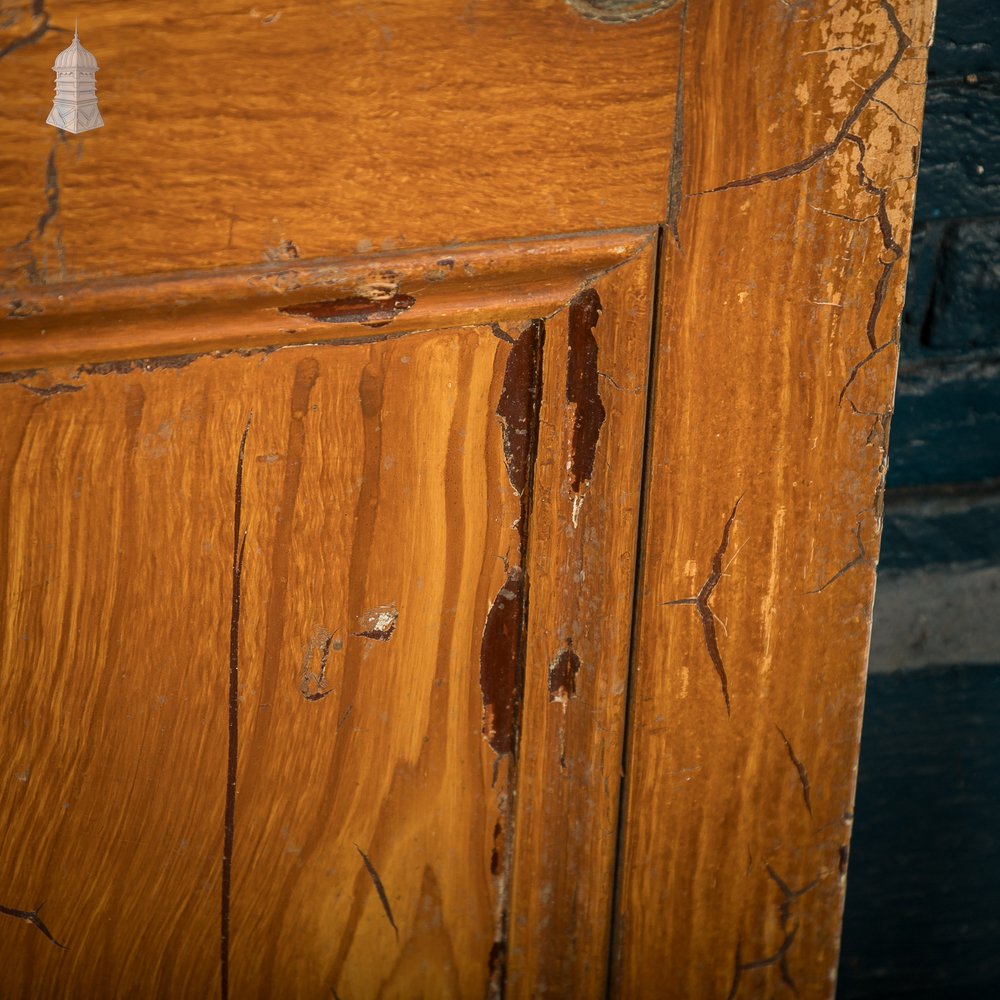 Reclaimed 6-Panel Door – Black & Cream Paint, Faux Wood Grain, Distressed Finish