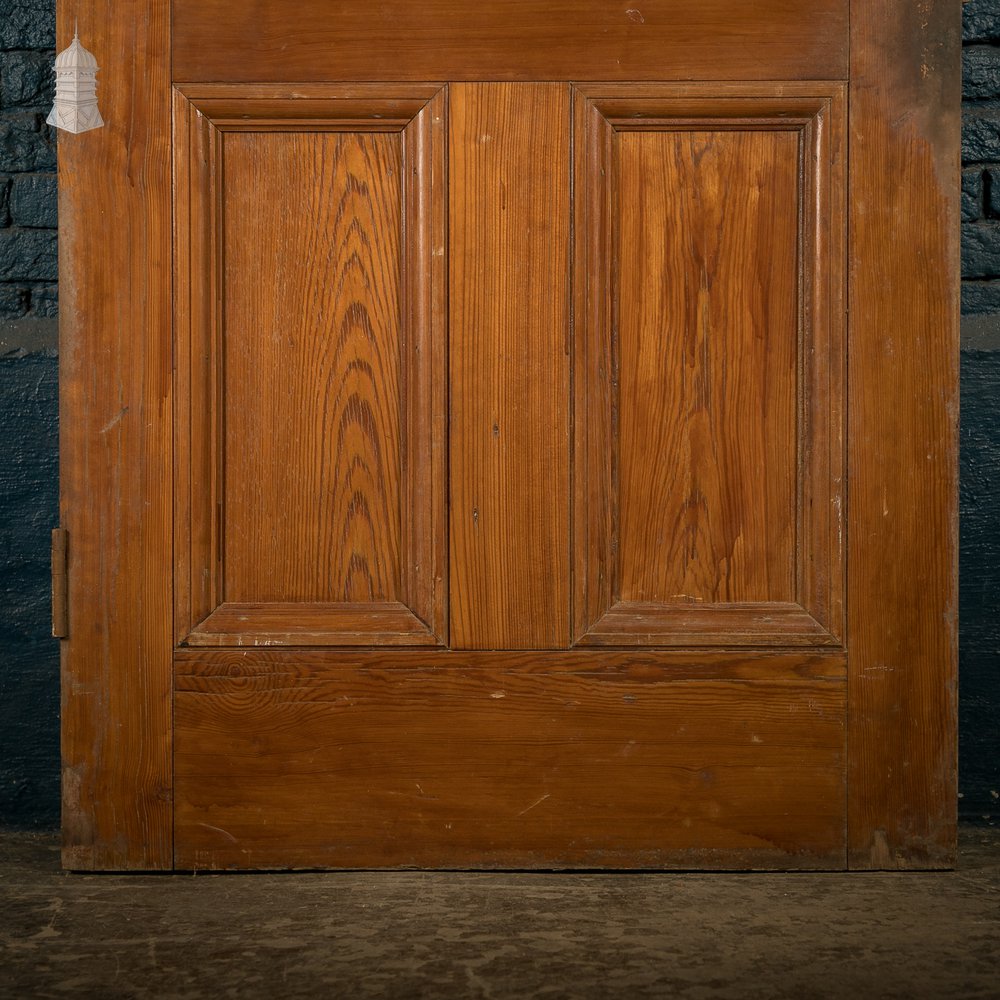Glazed Pine Door, Pitch Pine, 6 Panels, 2 with Wired Glass