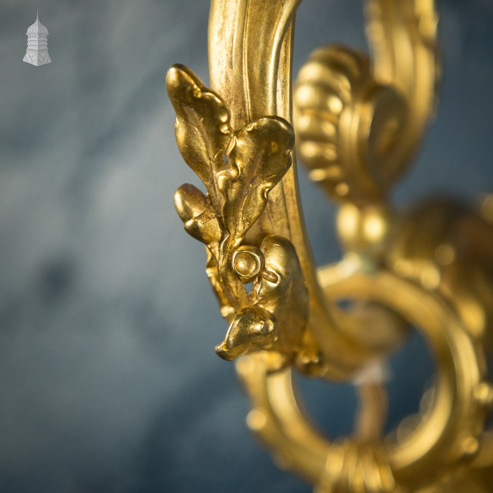 Rococo-style Wall Sconce Lamp, Cut Glass Shade