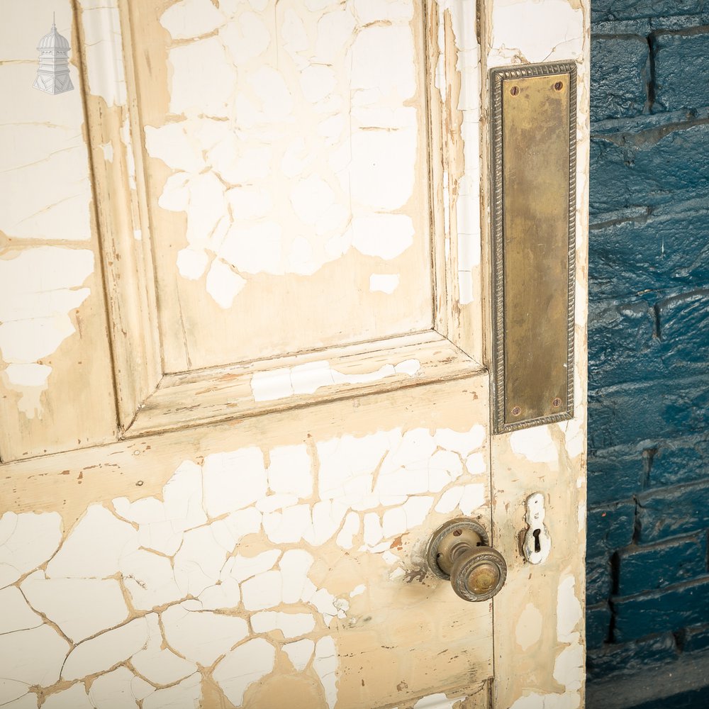 Reclaimed 4-Panel Door – Cracked White Paint