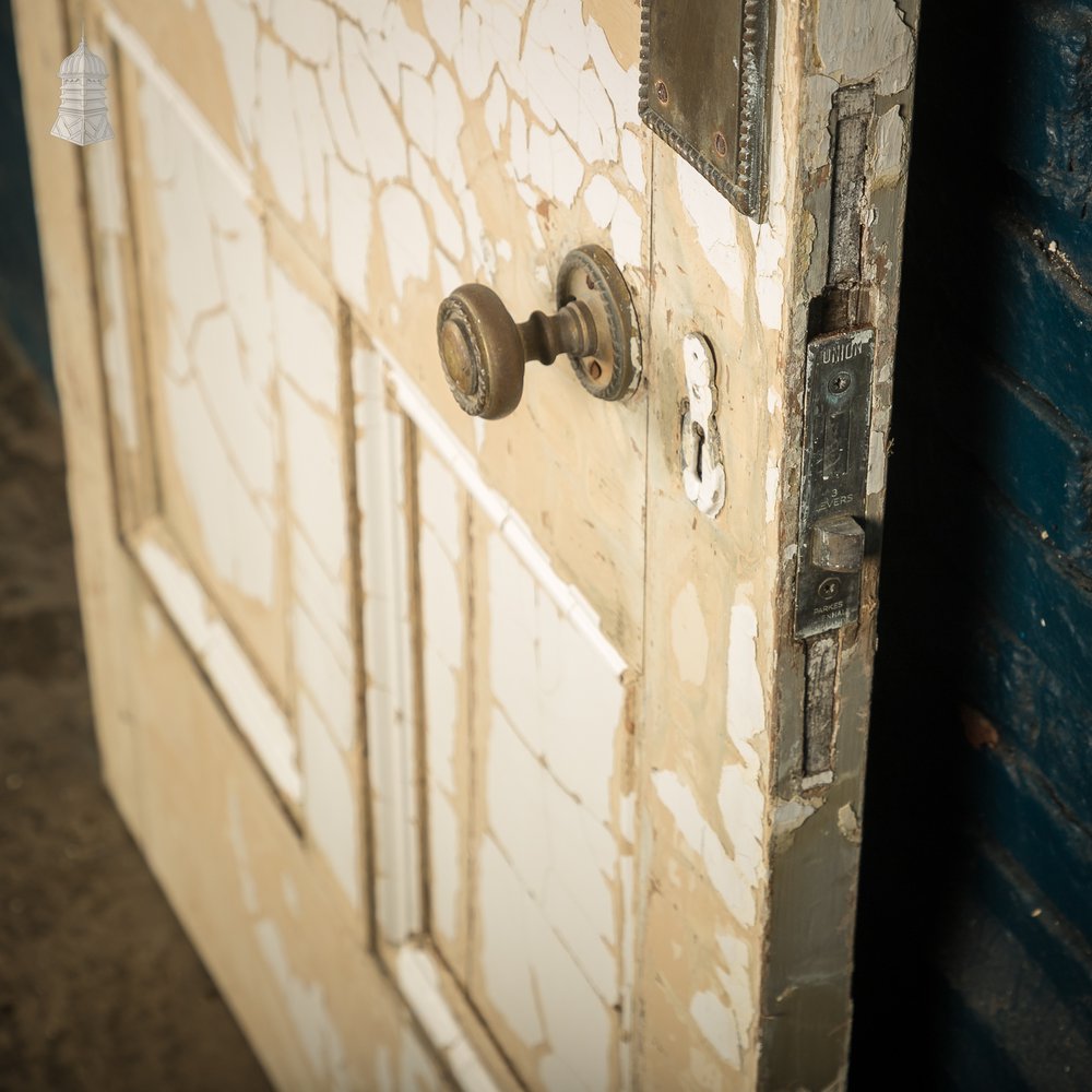 Reclaimed 4-Panel Door – Cracked White Paint