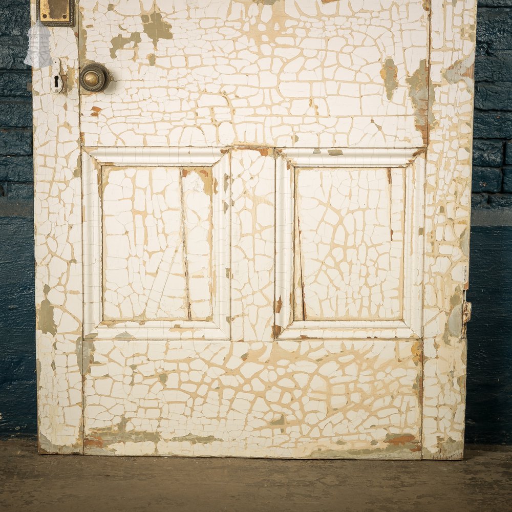 Reclaimed 4-Panel Door – Cracked White Paint