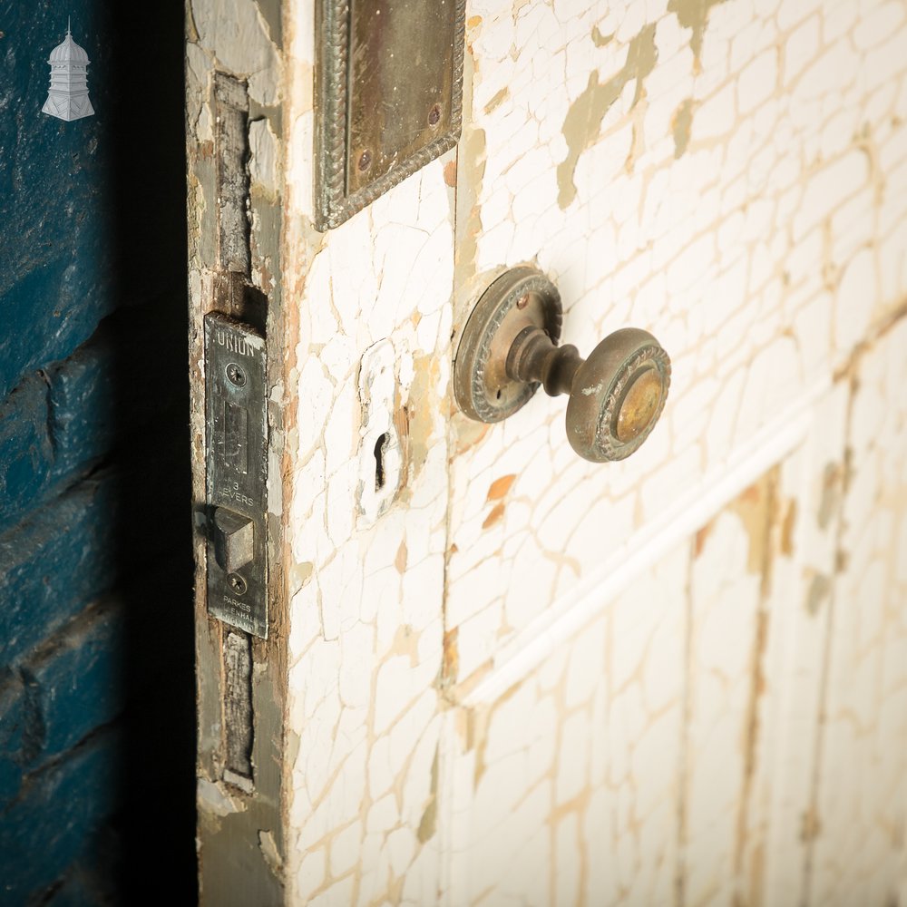 Reclaimed 4-Panel Door – Cracked White Paint