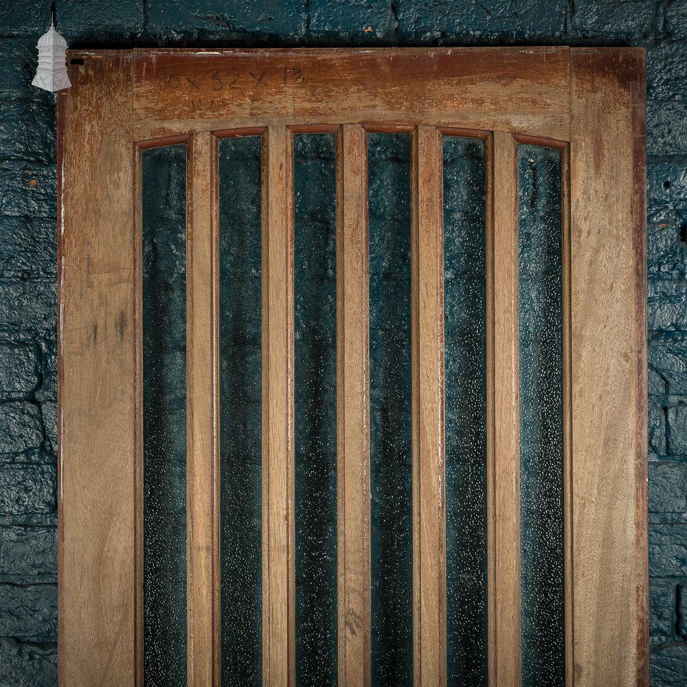Glazed Hardwood Door – Arched 12-Panel Design, Textured Glass
