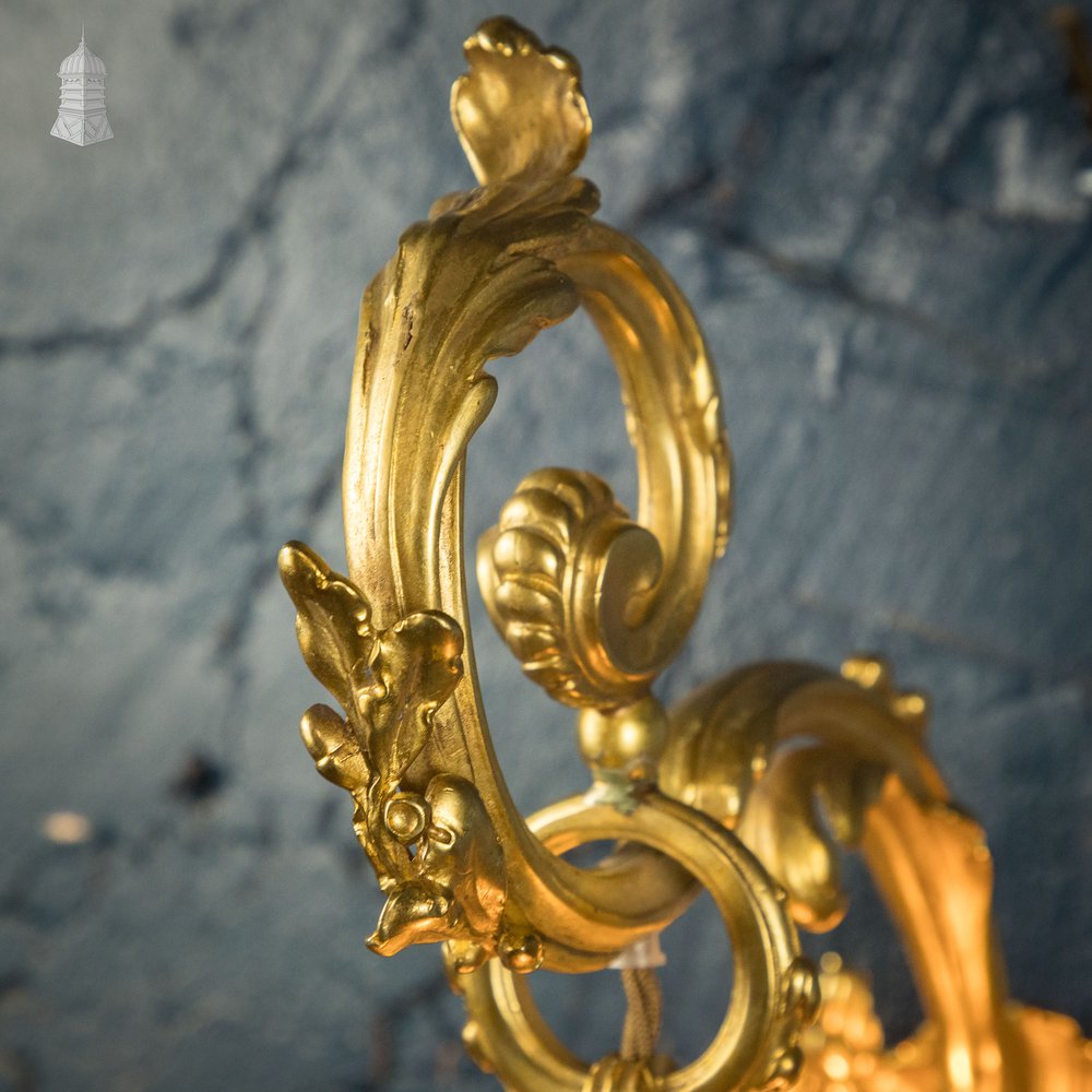 Rococo-style Wall Sconce Lamp, Cut Glass Shade