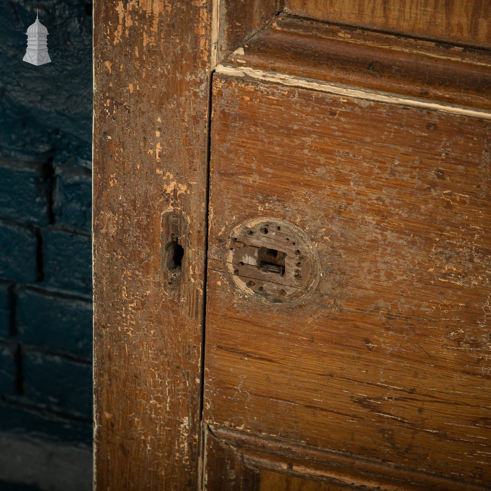 Moulded 6-Panel Door, Original Hardware, Distressed White Paint and Faux Woodgrain