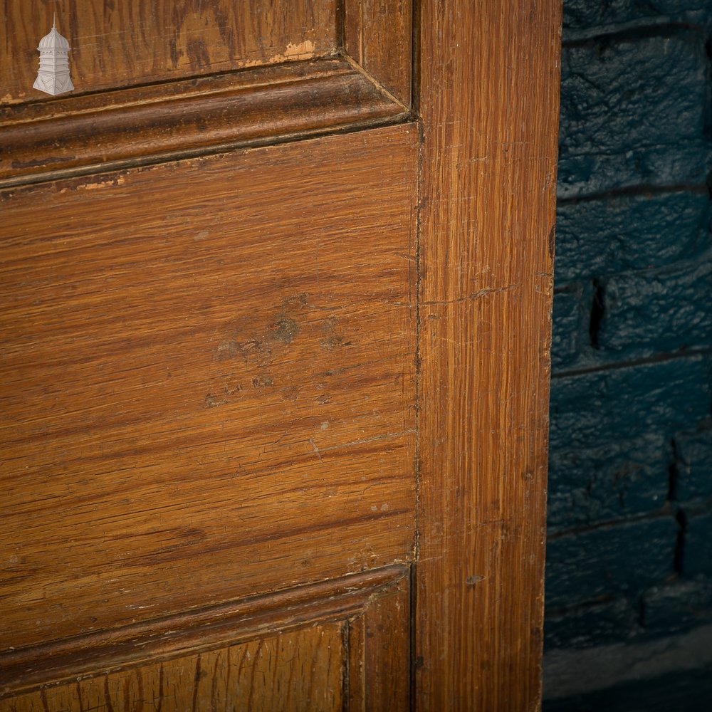 Moulded 6-Panel Door, Original Hardware, Distressed White Paint and Faux Woodgrain